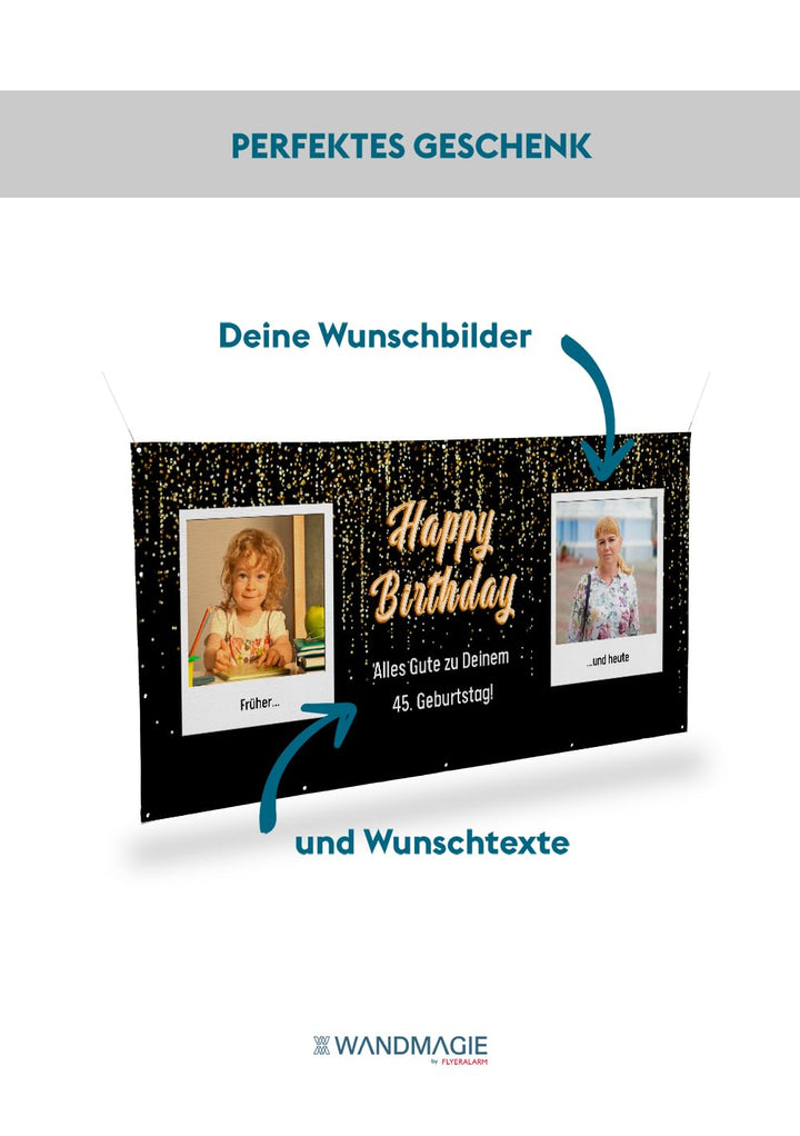 Banner zum Geburtstag selbst gestalten (50cm x 150cm) Personalisierter Geburtstagsbanner für Mann un