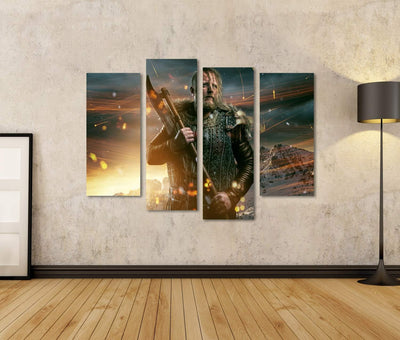 Bild auf Leinwand Wikinger Während des Kampfes Wandbild Poster Kunstdruck Bilder Format: 130x80cm -