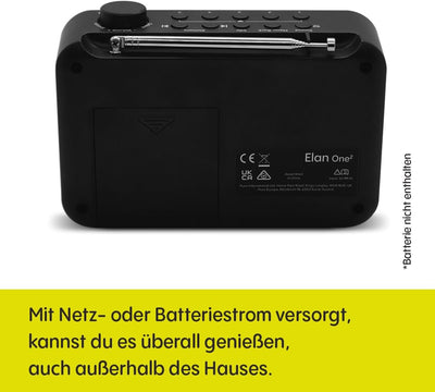 Pure Elan One2 tragbares DAB+/FM Radio mit Bluetooth 5.1 (LCD-Display, 10 Speichertasten, Batteriebe
