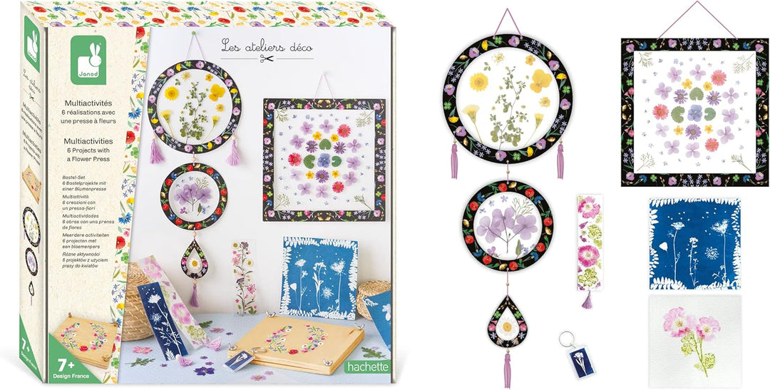 Janod - Blumenpresse für Kinder - 6 Bastelaktivitäten - Les Ateliers Déco - Kreatives Hobby Kinder -