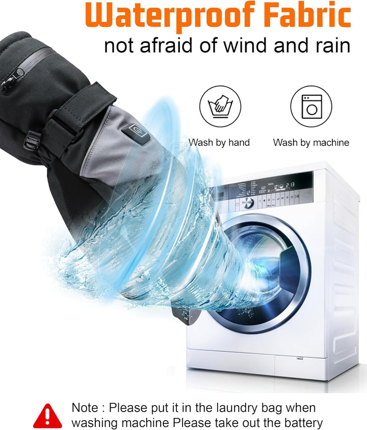 Beheizbare Handschuhe, 7.4V 3000mAh Beheizte Handschuhe für Damen Herren, wasserdichte Winddicht Tou