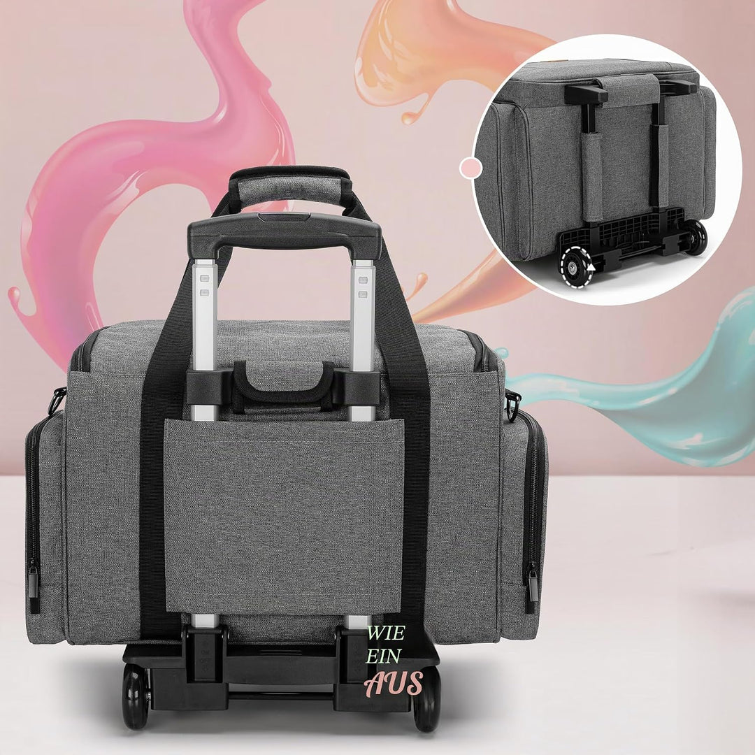 Luxja Kosmetik Trolley für 90 Flaschen Nagellack, Nagellack Koffer mit Rollen für Zubehör, Kosmetikk