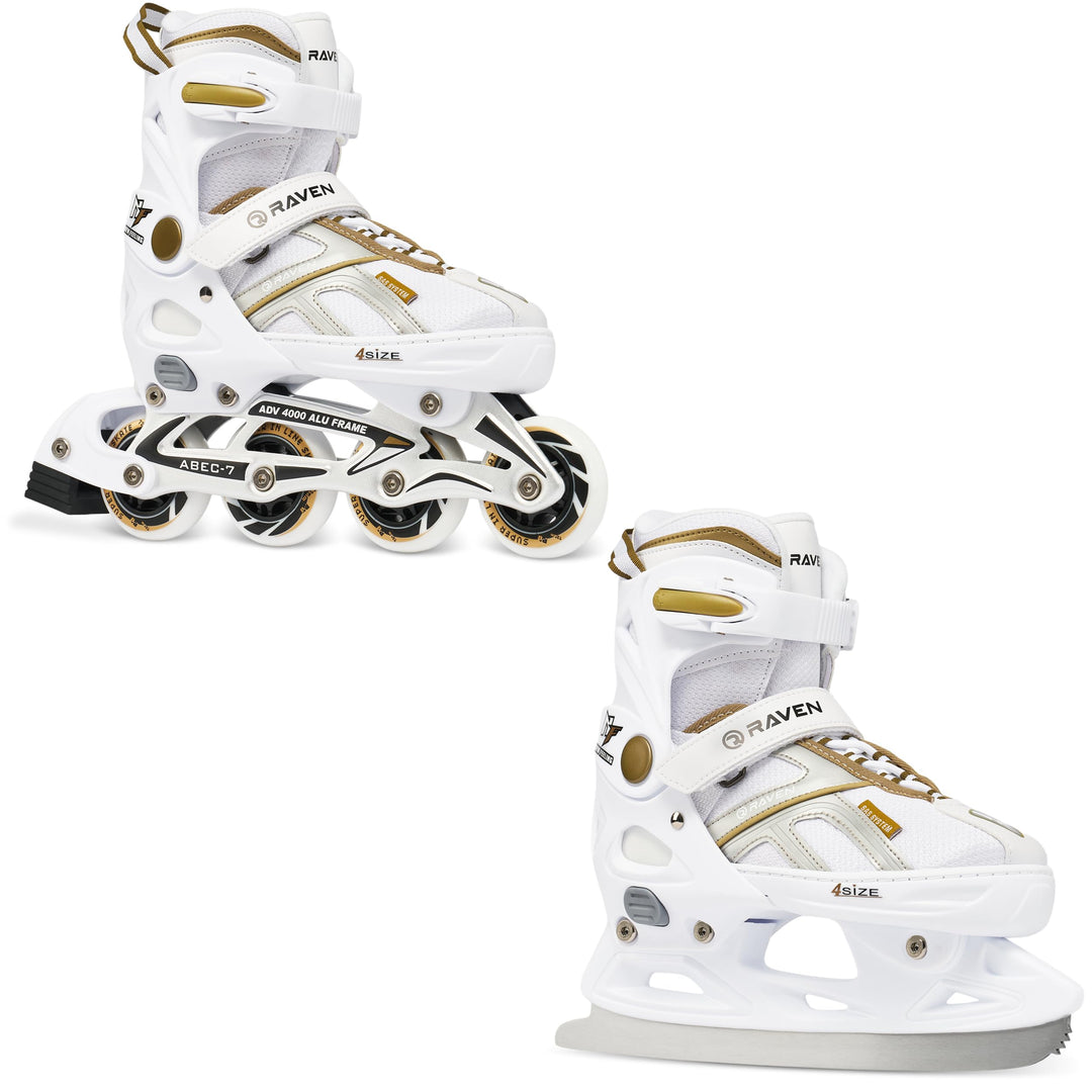 Inlineskates Inliner Raven Pulse verstellbar optional als 2in1 Inlineskates/Schlittschuhe 40-43 (25,