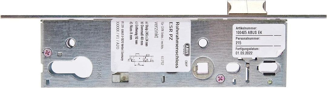 ABUS - Einsteckschloss Rohrahmentür ESR PZ LR Z 40 92 24-61752 40mm, 40mm
