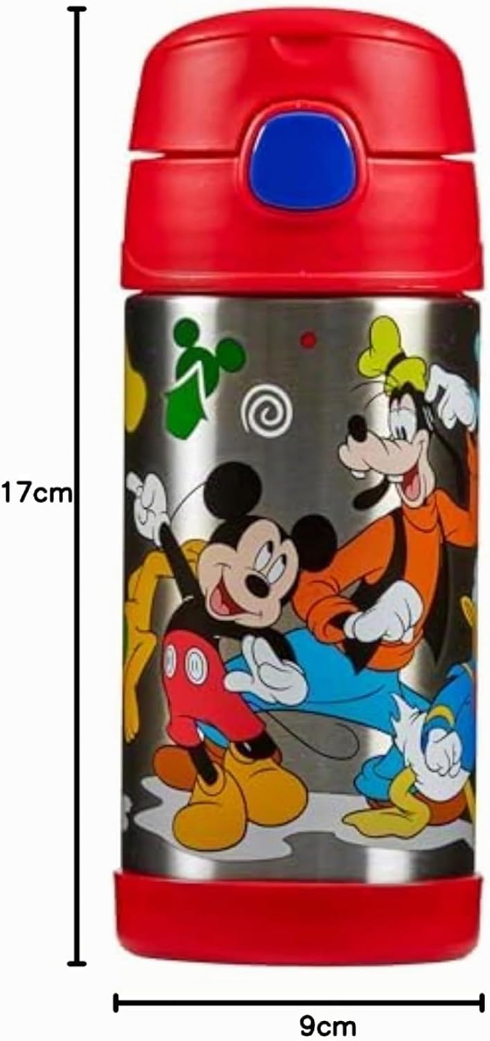 THERMOS kids FUNTAINER STRAW BOTTLE DISNEY 0,35 l, Mickey, Thermoflasche Kinder aus Edelstahl mit Tr