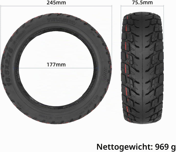 Ersatzräder für Segway Ninebot P65 P100S/SU Elektroroller, 10-Zoll-Selbstreparaturreifen, 10,5 * 2,7