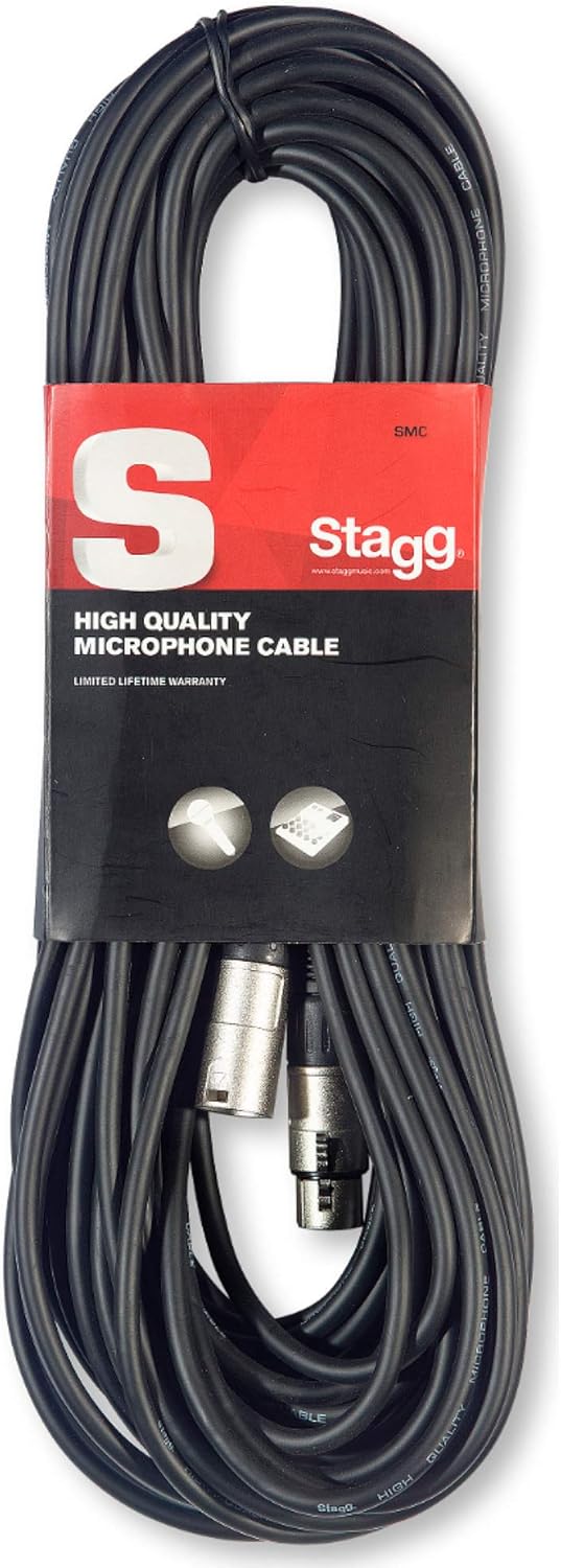 Hercules Stands MS533B 2-in-1 Mikrofonständer mit EZ-Clutch & Stagg SMC10 Mikrofon-Kabel (10m, XLR-B