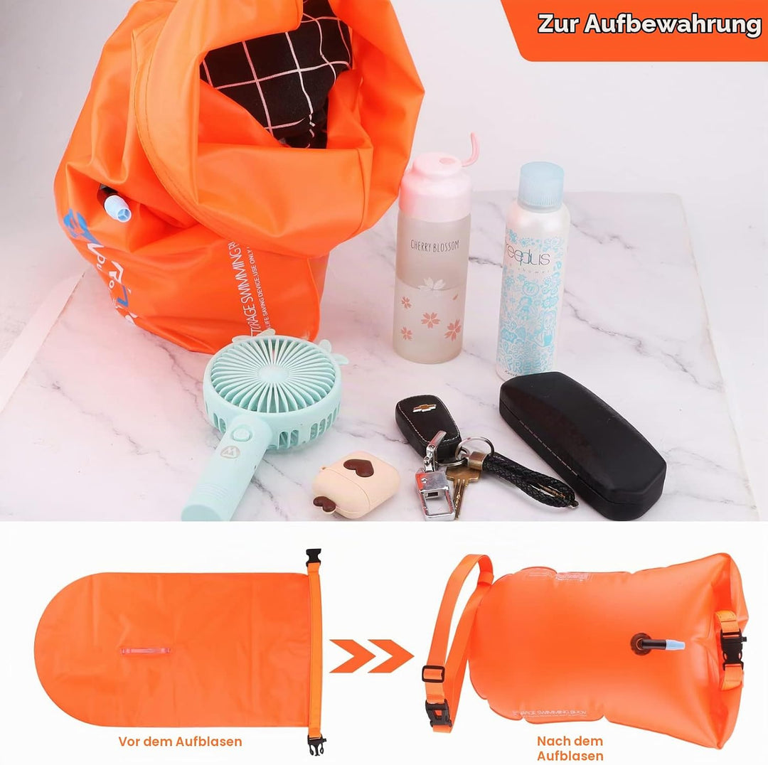 Schwimmboje,20L Trockensack Boje Schwimmen Aufblasbare mit Wasserdichter Handytasche,Swimming Buoy f