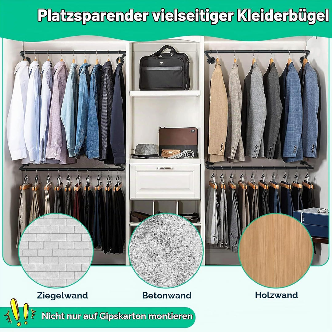 Kleiderstange für die Wand, 119cm Industrierohr Kleiderstangen,Kleiderständer Wandmontage, Industria
