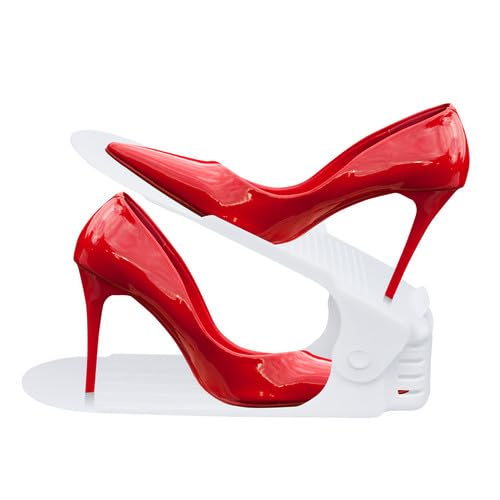 Schuh Slots Schuhstapler Schuhhalter Set, Verstellbare Schuhregale aus Kunststoff, Platzsparend und
