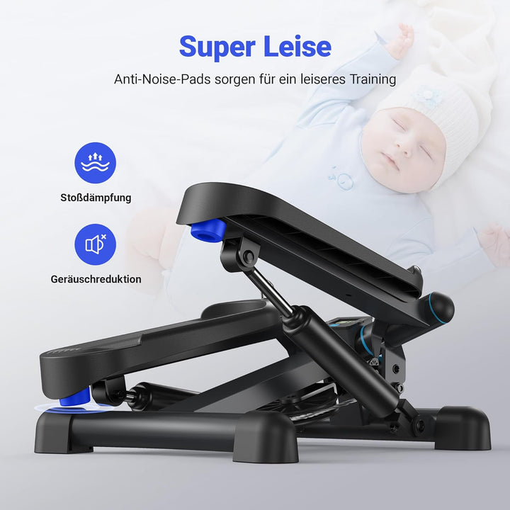 MERACH 2-in-1 Stepper für Zuhause, Leise Mini Stepper 150kg mit LCD-Monitor, Up-Down Swing Stepper m