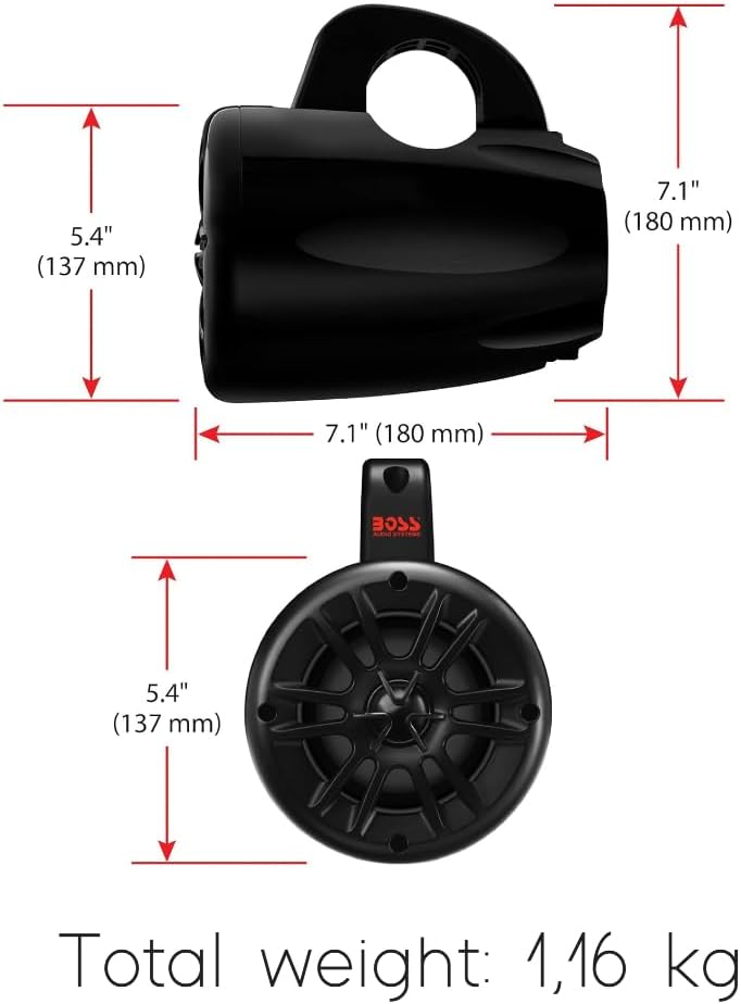 KIT-Set FÜR BOSS Audio Systems MRWT40 Schwarze 2-Wege-Marine-Waketower-Lautsprecher, UTV-Überrollbüg