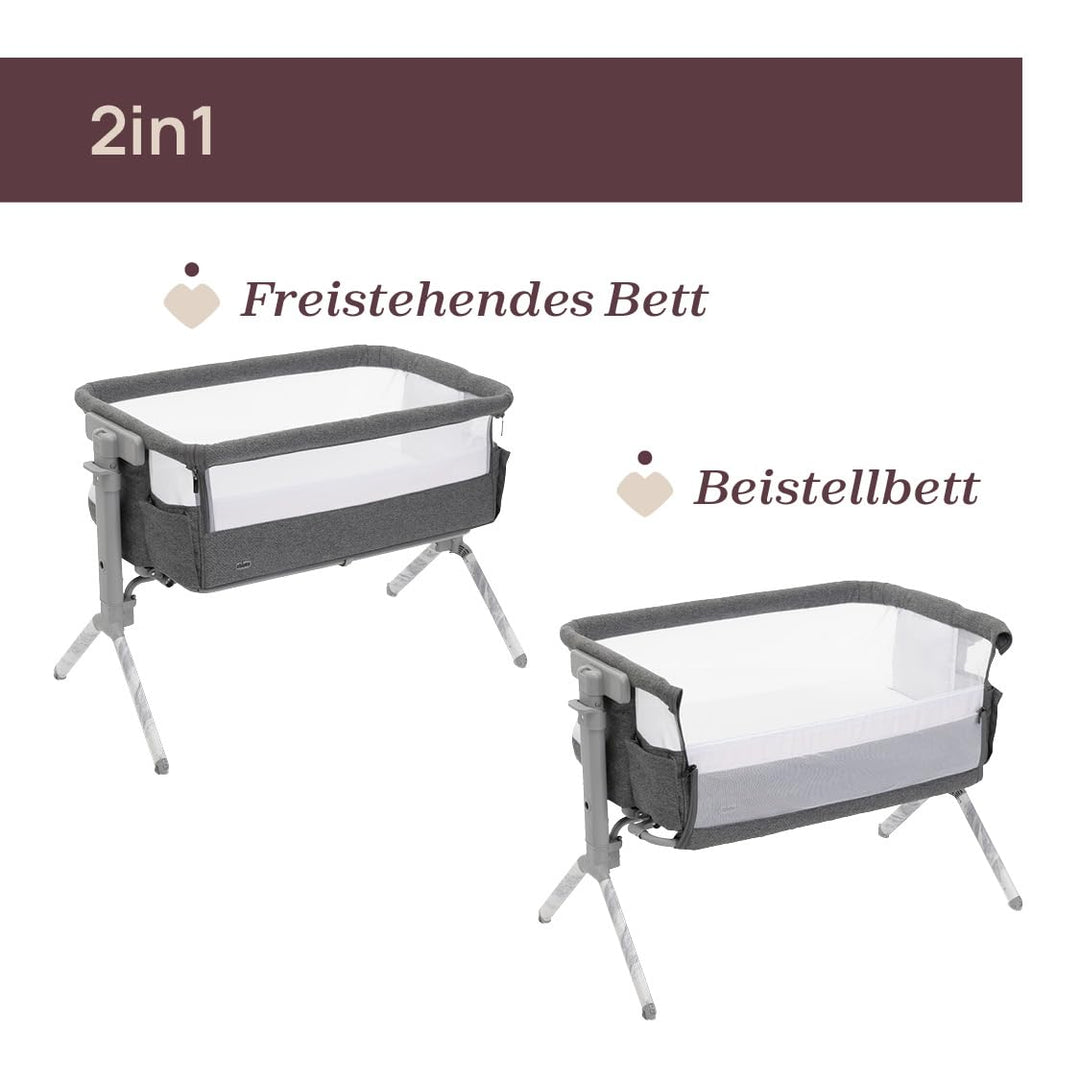 Chicco Next2Me Armonia Baby Beistellbett, aufklappbare Seitengitter, 11 Höhenstufen, höhenverstellba