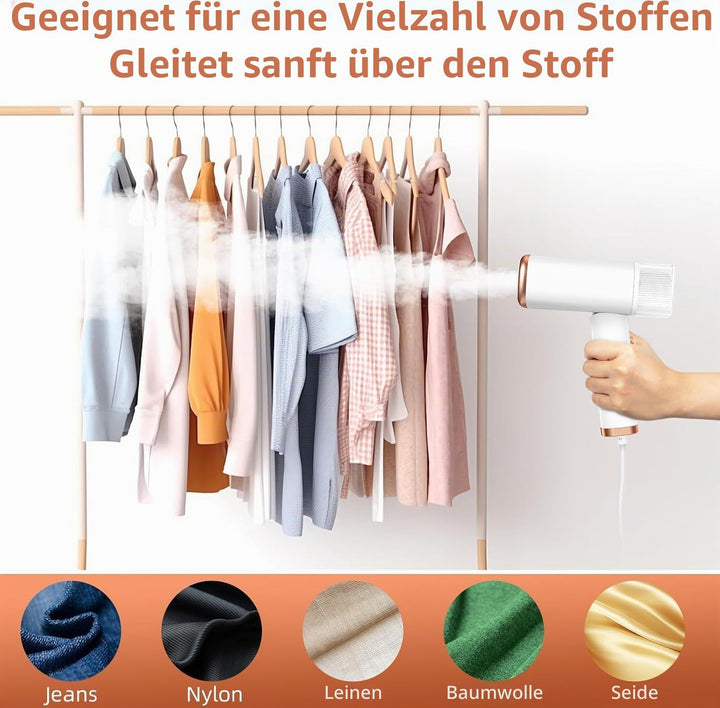 Dampfglätter Reise Steamer, 1000W Handsteamer für Kleidung mit 20s Schnellaufheizung, 360° Auslaufsc