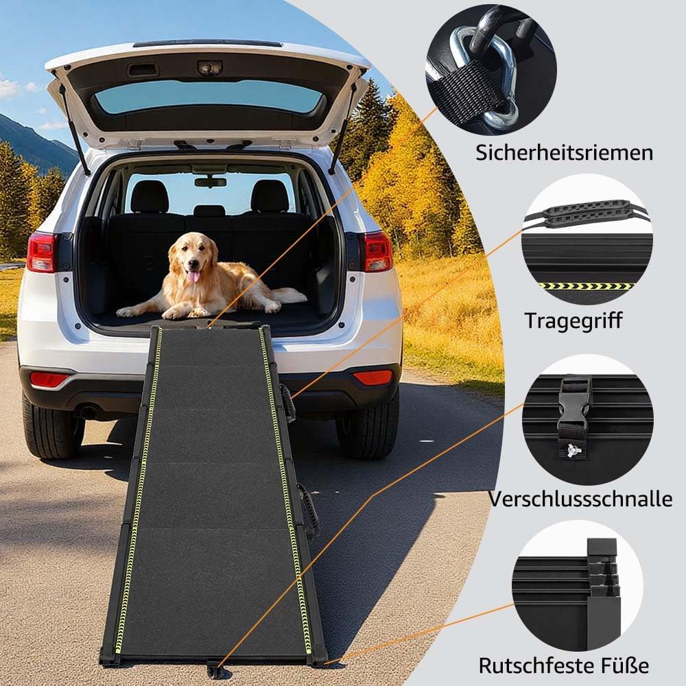 unipaws 190 cm extra Lange Hunderampe für Auto, SUV &amp; LKW, ausziehbare tragbare Haustier-Treppenramp