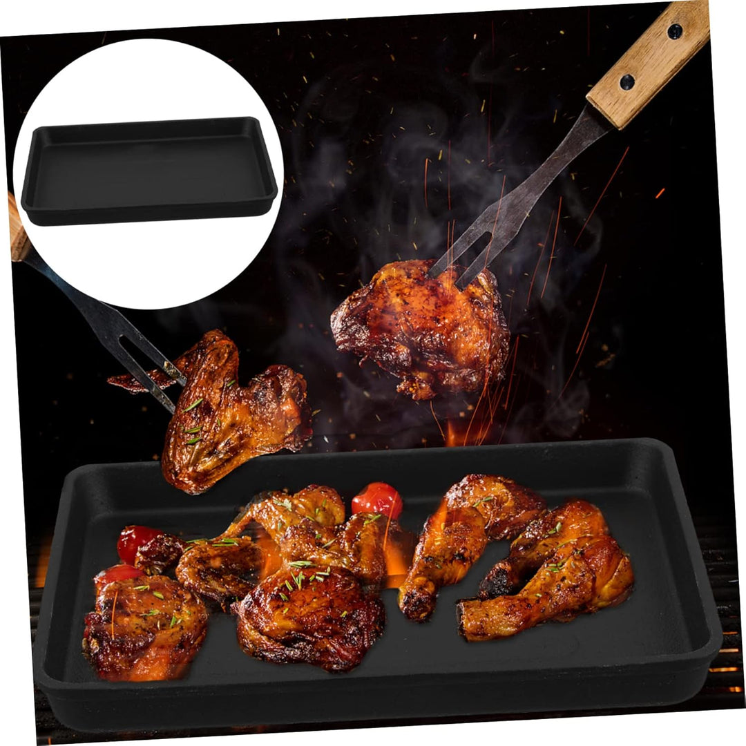 Ciieeo Gusseisen Grillplatte Rechteckig Bbq Teppanyaki Grillpfanne Kompatibel für Herdarten Glatte O