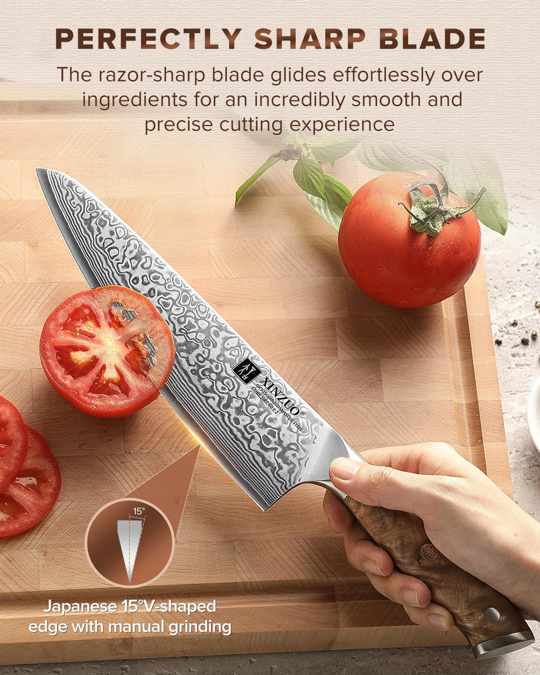 XINZUO 21cm Kochmesser 67 Schichten Damaststahl Profi Küchenmesser -Scharfe Klinge Damaszener Stahl