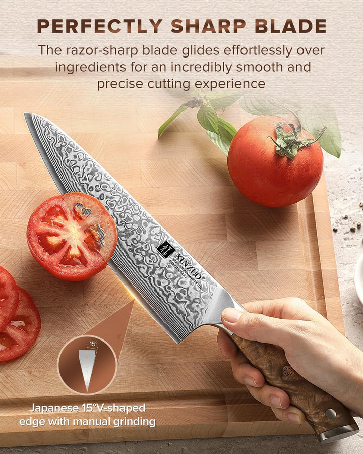 XINZUO 21cm Kochmesser 67 Schichten Damaststahl Profi Küchenmesser -Scharfe Klinge Damaszener Stahl