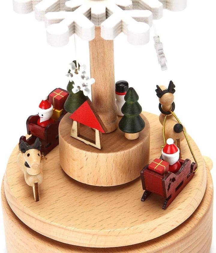 LONEEDY Holz Spieluhr Weihnachten Schneeflocke Dekoration Elch Custom Exklusives Spielzeug Geschenke