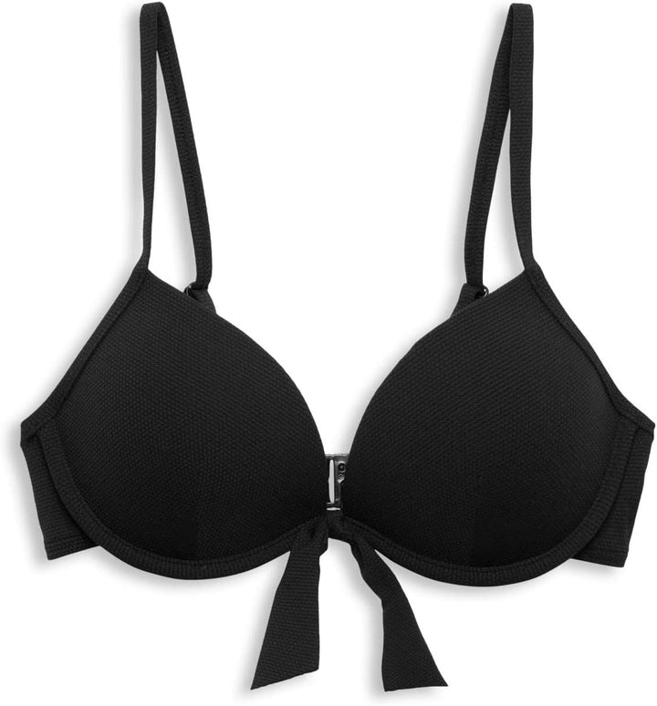 ESPRIT Strukturiertes Bikinioberteil mit Knotendetail A Schwarz, A Schwarz