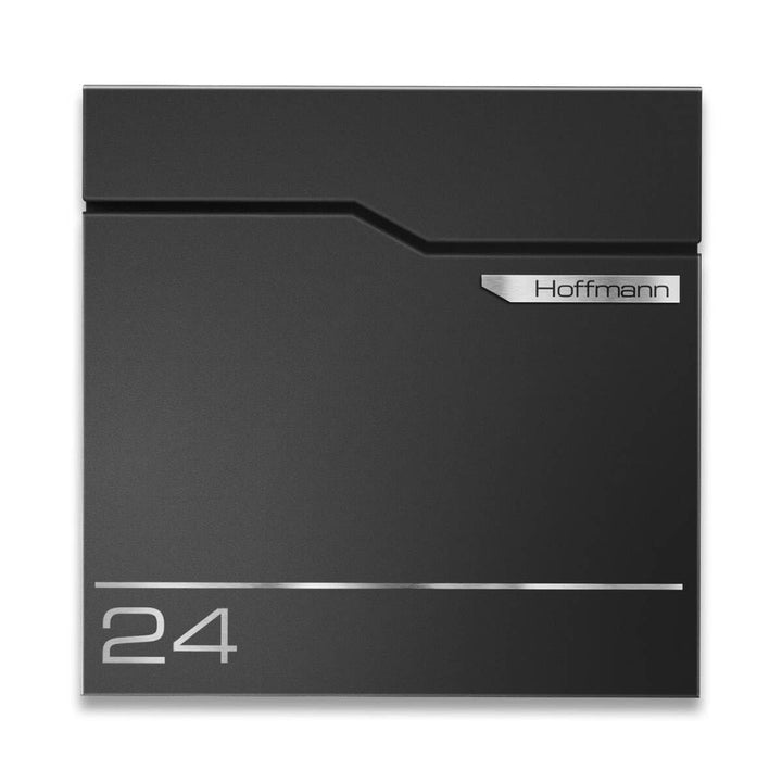 Metzler Exklusiver Briefkasten in Tiefschwarz RAL 9005 Hoffmann - Wandbriefkasten in Schwarz mit V2A