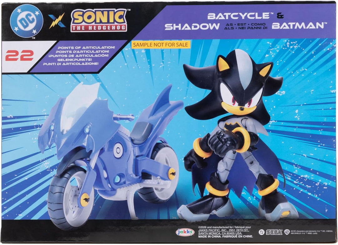DC x Sonic Shadow als Batman &amp; Batcycle Actionfiguren-Set, offiziell lizenziert von Jakks Pacific, 1