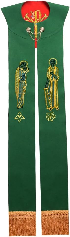 BLESSUME Kirche Stola Priester Masse Umkehrbare Gestickte Stola Rot & Grün, Rot & Grün
