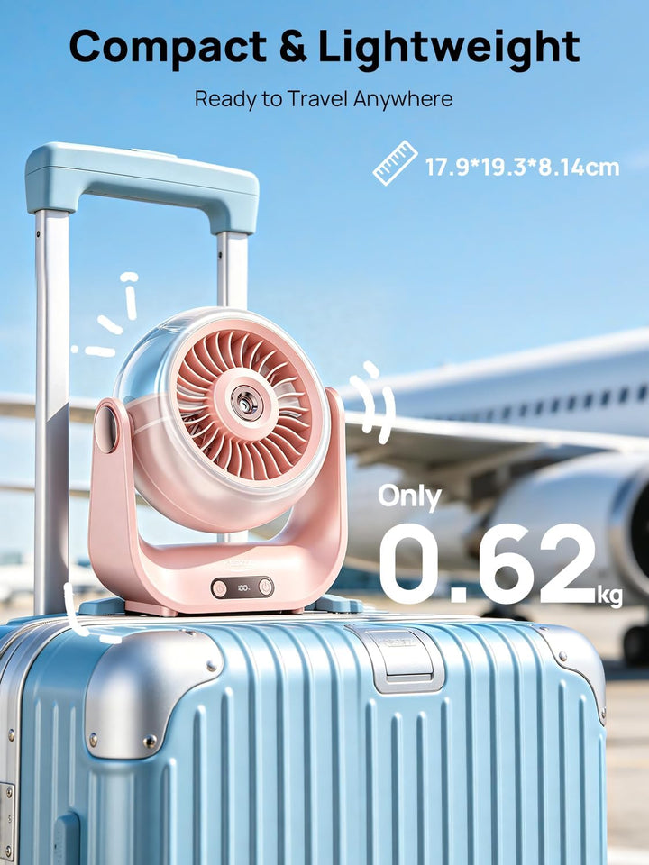 Kssvzz Tischventilator Leise mit Wasserkühlung - 5000mAh USB Ventilator Akku mit 5 Stufen, LED-Anzei