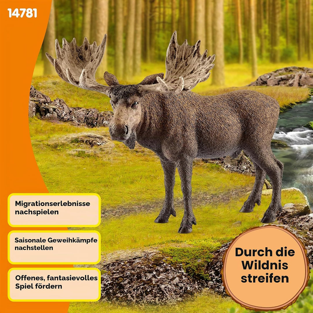SCHLEICH 14781 Elch Bulle, für Kinder ab 3+ Jahren, WILD Life - Spielfigur alte Version, alte Versio