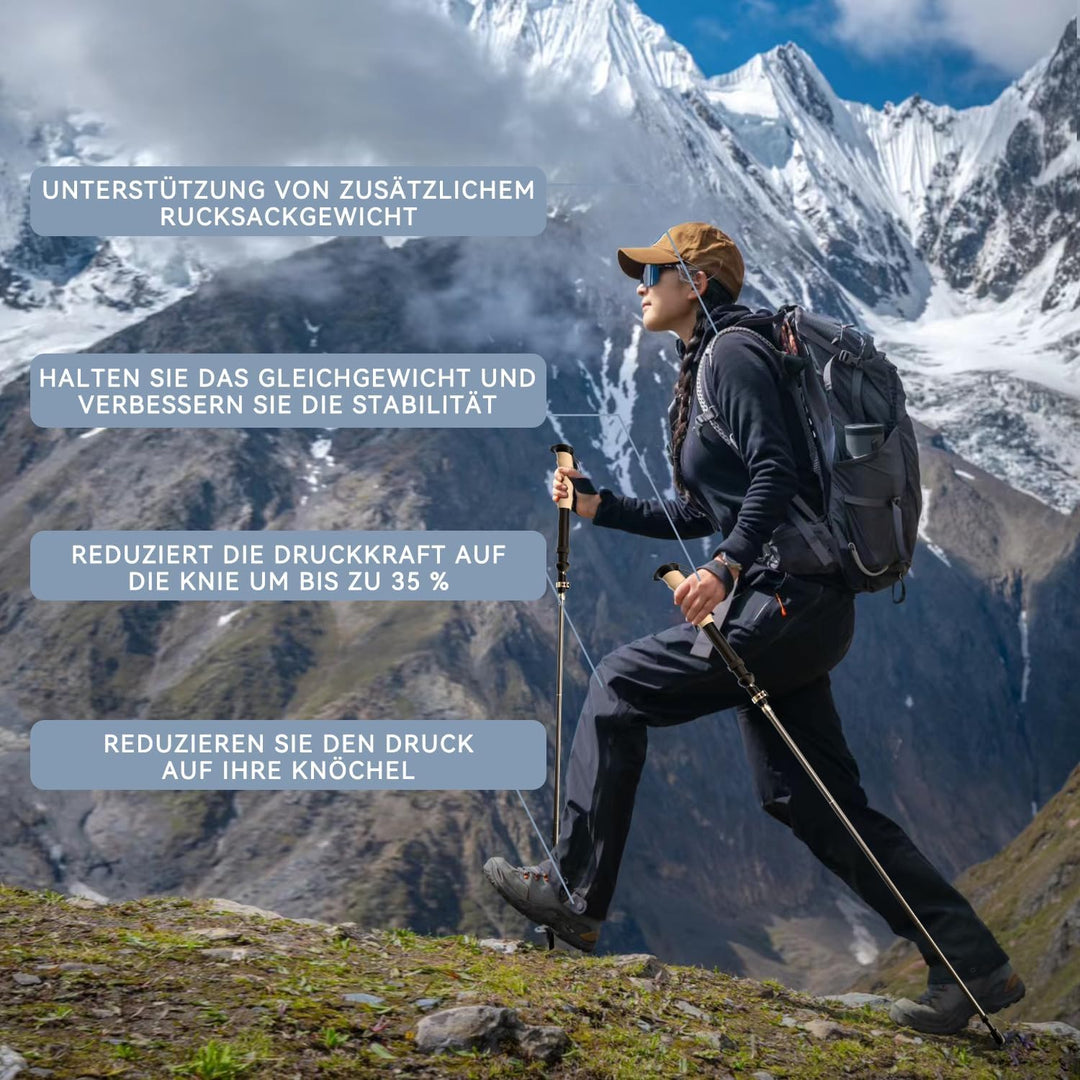DOBESTS Wanderstöcke, Nordic Walking Stöcke Aluminium, mit extra Gummipuffer und Tragebeutel, Faltba