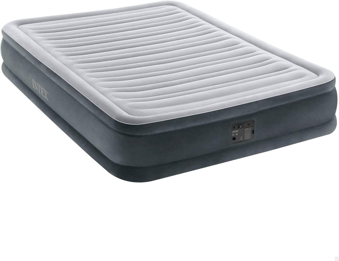 Intex 67768 Eineinhalb Komfort Plüschmatratze, 137 x 191 x 33 cm, grau, mit eingebauter