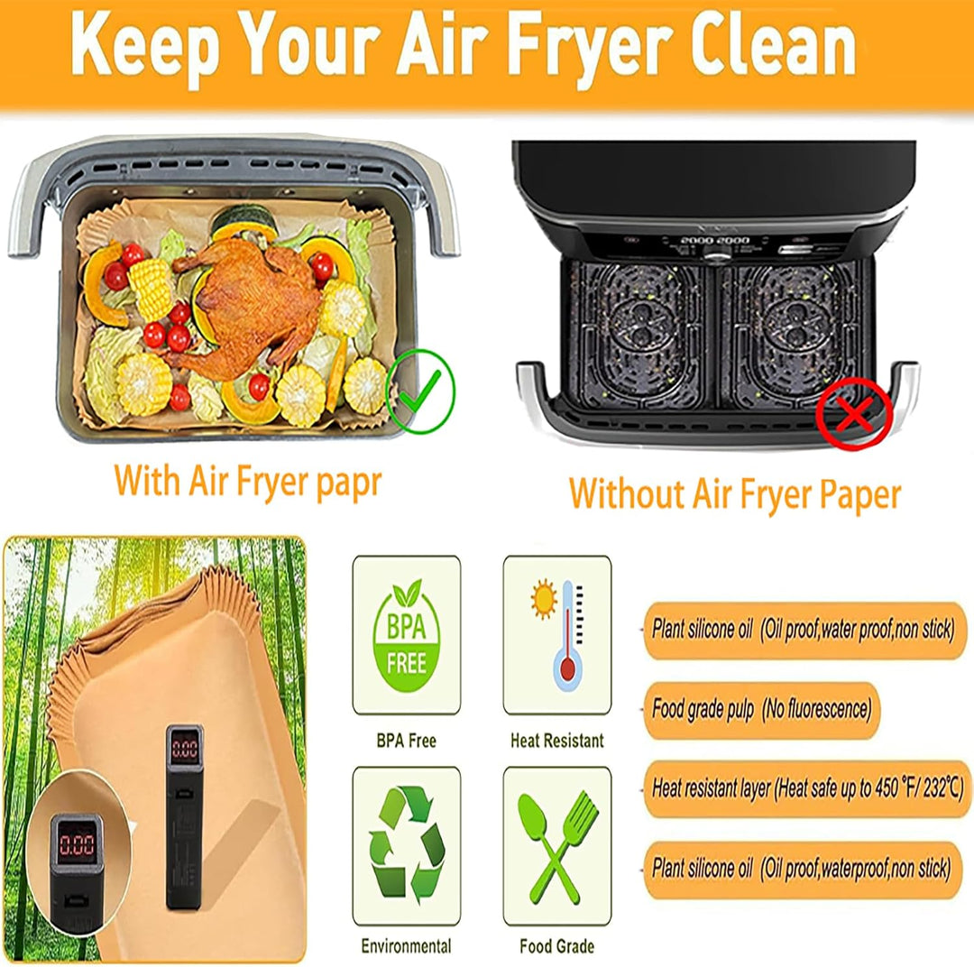 160pcs Airfryer Backpapier für Ninja Flex Drawer Dual Zone AF500EU 10,4L Heissluftfritteuse,Zubehör
