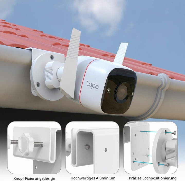 Dachrinnenhalterung für TP-Link Tapo C310/C320WS/C325WB Überwachungskamera Aussen & DEKCO 2K/3MP Übe
