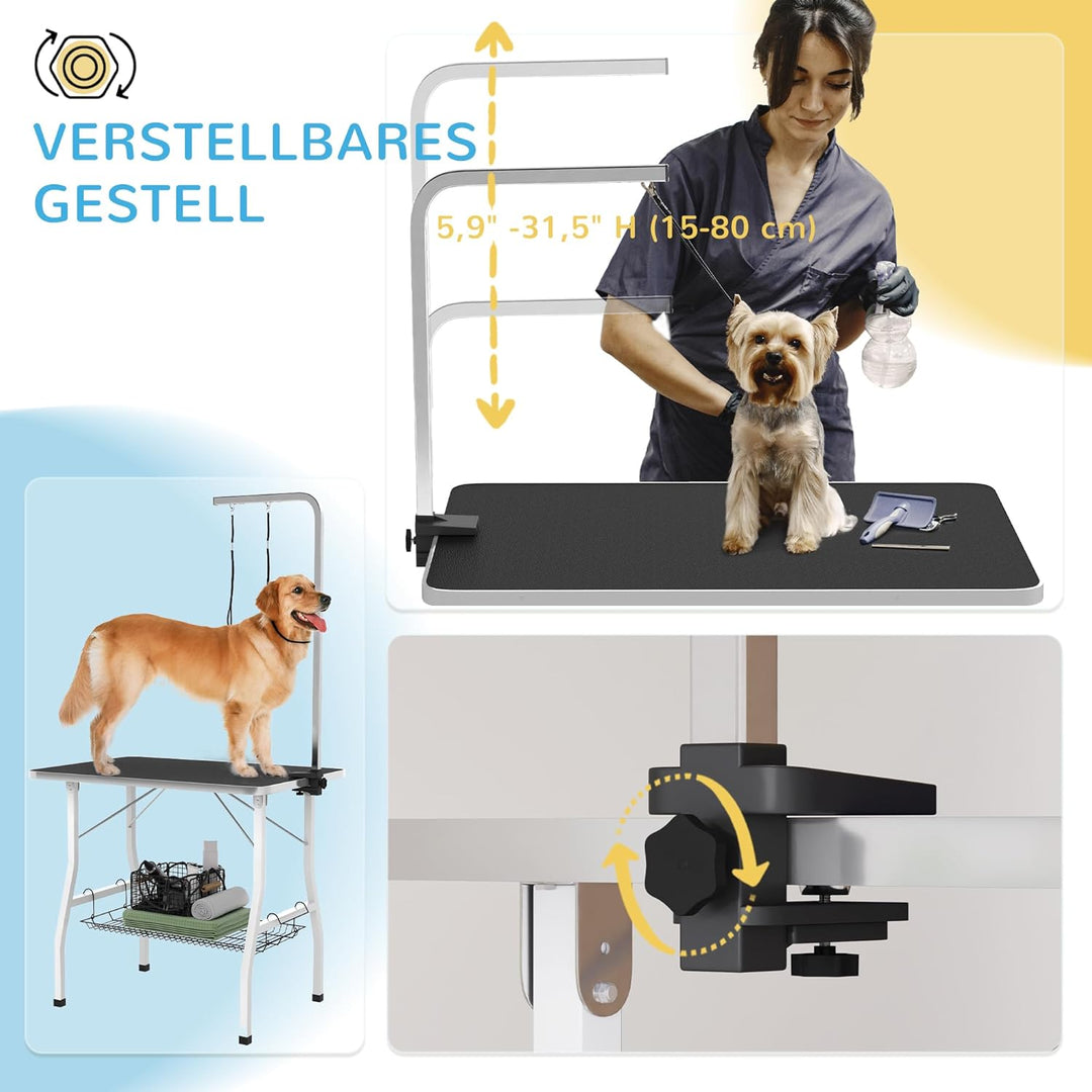 PawHut Trimmtisch für Hunde Hundepflegetisch klappbar Haustierpflegetisch mit höhenverstellbarem Gal