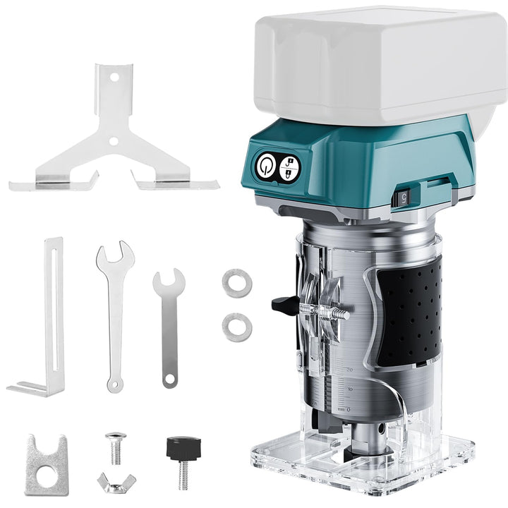Akku Oberfräse kompatibel mit Makita 18V Akku, bürstenloser Motor,5 Geschwindigkeiten,800W 30000RPM,