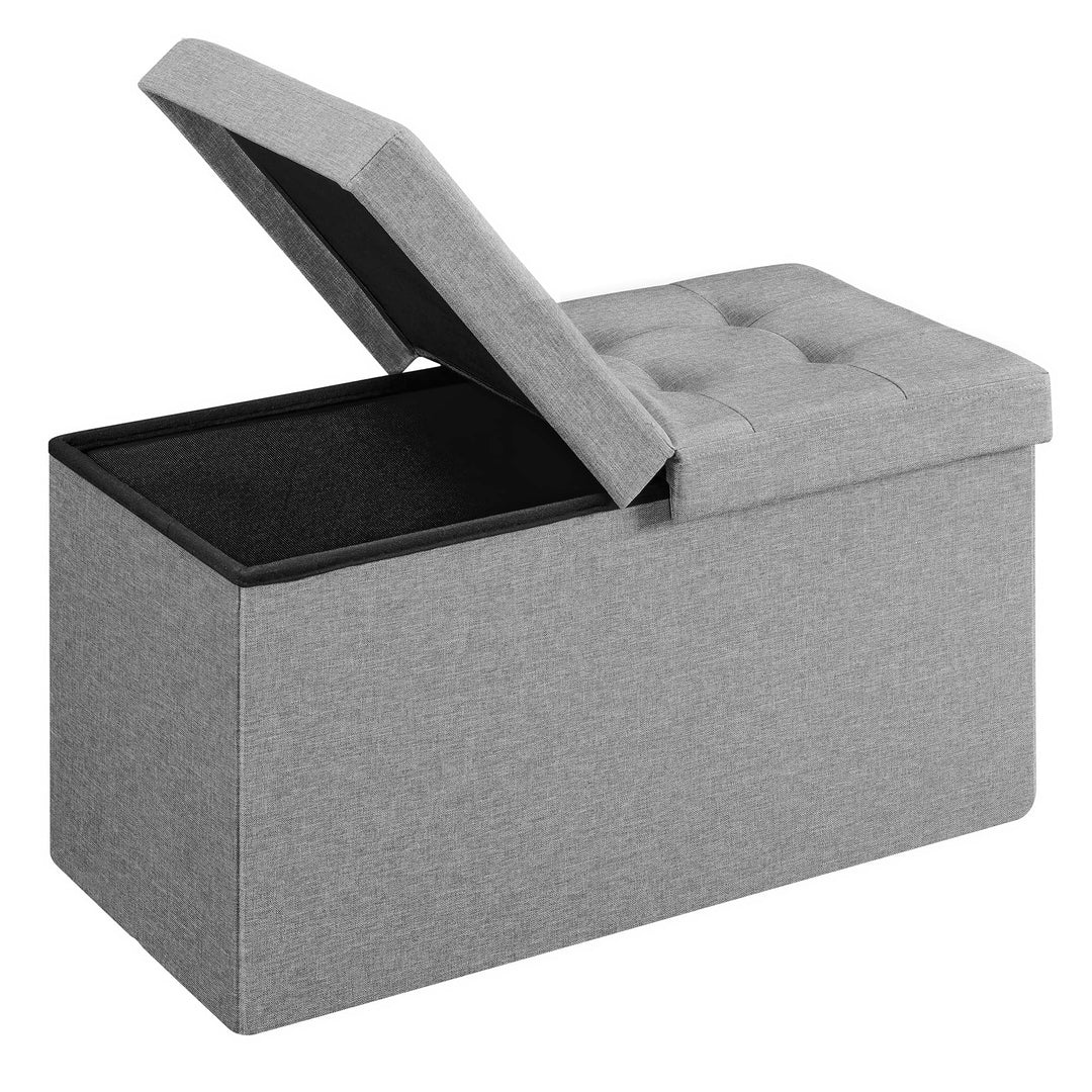 SONGMICS Sitzbank mit Stauraum, klappbare Sitztruhe, Aufbewahrungsbox, 38 x 76 x 38 cm, Deckel klapp