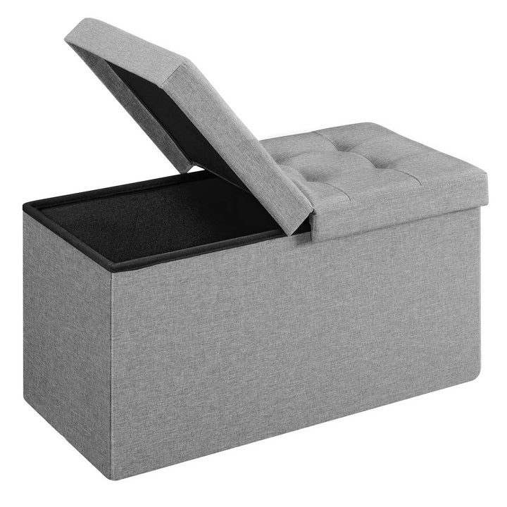 SONGMICS Sitzbank mit Stauraum, klappbare Sitztruhe, Aufbewahrungsbox, 38 x 76 x 38 cm, Deckel klapp