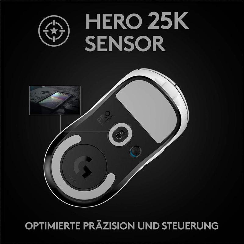 Logitech G PRO X SUPERLIGHT kabellose Gaming-Maus mit HERO 25K Sensor, Ultra-leicht mit 63g, 5 progr