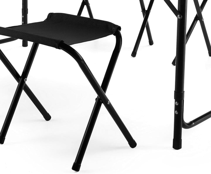 Outtec Campingtisch Faltbar mit 4 stühlen, Höhe Tragbarer Klapptisch Camping 120 x 60 cm Tragegriff,