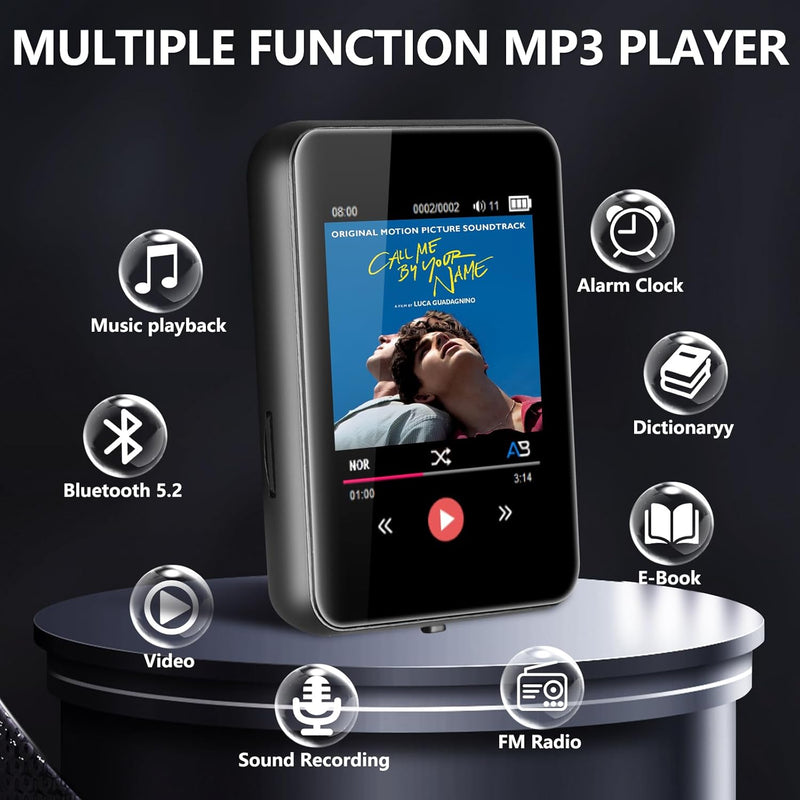COVVY 72 GB MP3 Player, Musik-Player mit Bluetooth 5.2, eingebauter HD-Lautsprecher, FM-Radio, Sprac