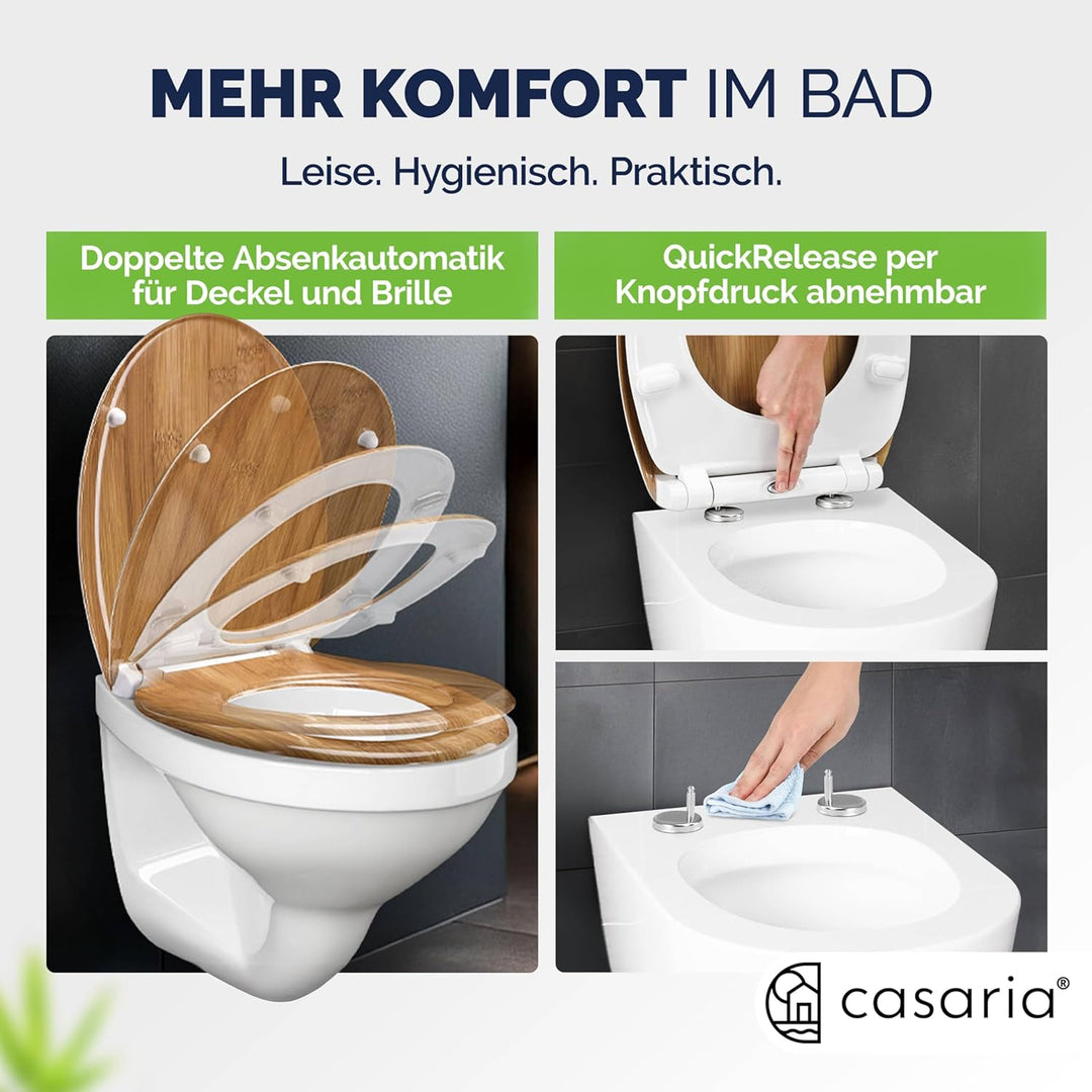 Casaria® WC Sitz Duroplast Absenkautomatik Schnellbefestigung Bad Toilettendeckel Klobrille antibakt