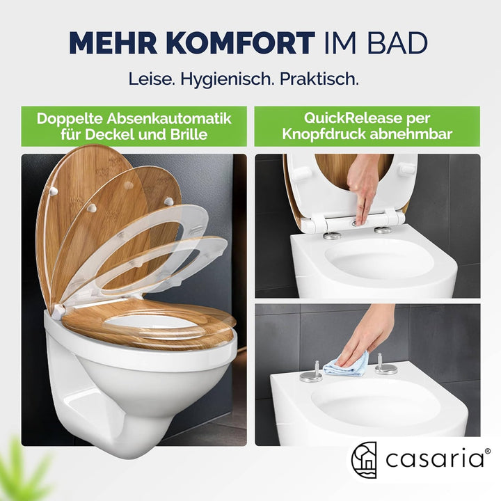 Casaria® WC Sitz Duroplast Absenkautomatik Schnellbefestigung Bad Toilettendeckel Klobrille antibakt