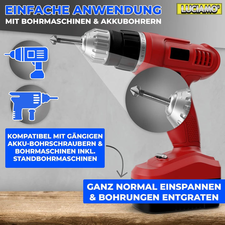 LUCIAMO 6 Stück 90° Profi Senker Set HSS 4241 - für Holz, NE-Metall und Kunststoff - ein Muss für je