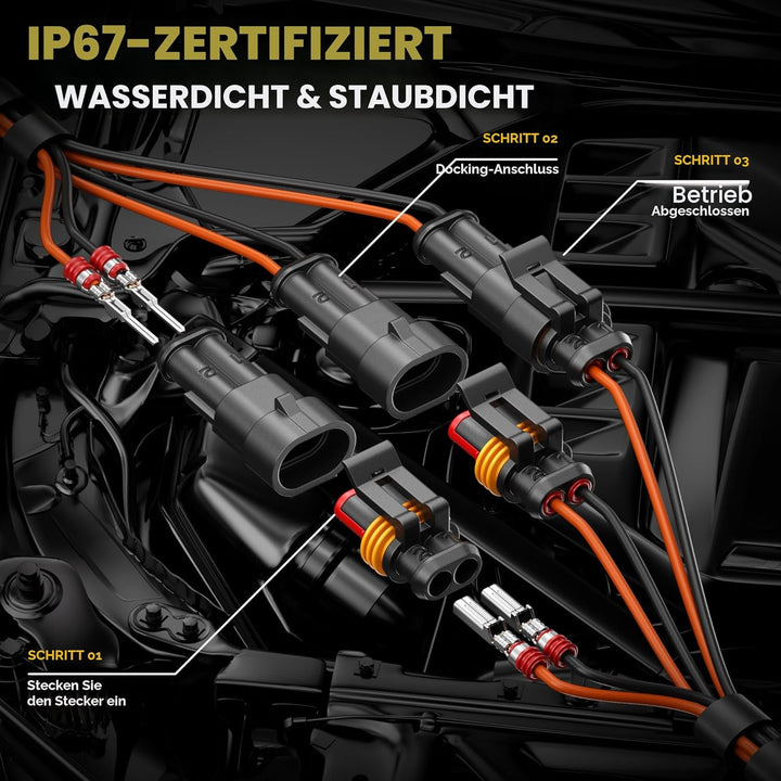 DxCRIMP Crimpzange Wasserdicht Kfz Stecker Set 1.5mm, 1-4 Polig, 24-14 AWG | 0,25–2,5mm² Kabelsteck,