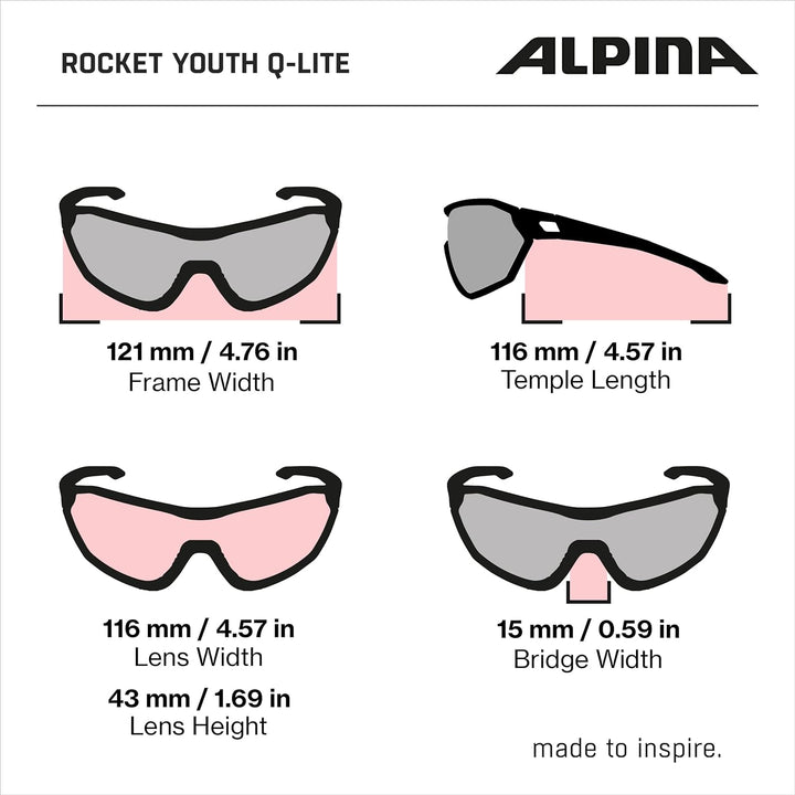 ALPINA ROCKET YOUTH Q-LITE - Verspiegelte, Kontrastverstärkende &amp; Beschlagfreie Sport- &amp; Fahrradbril