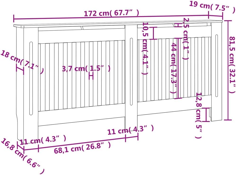 Wohnzimmer 2 Stücke Heizkörper Verkleidung Abdeckung 172x19x81.5 cm MDF Heizkörperabdeckung Dekorati