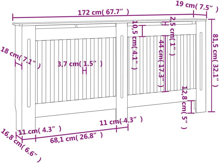 Wohnzimmer 2 Stücke Heizkörper Verkleidung Abdeckung 172x19x81.5 cm MDF Heizkörperabdeckung Dekorati