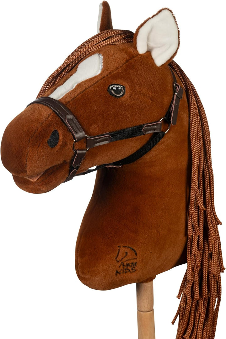 HKM - Hobby Horse Premium, Dunkelfuchs mit Halfter, Schweif & abschraubbarem Stock, Steckenpferd für