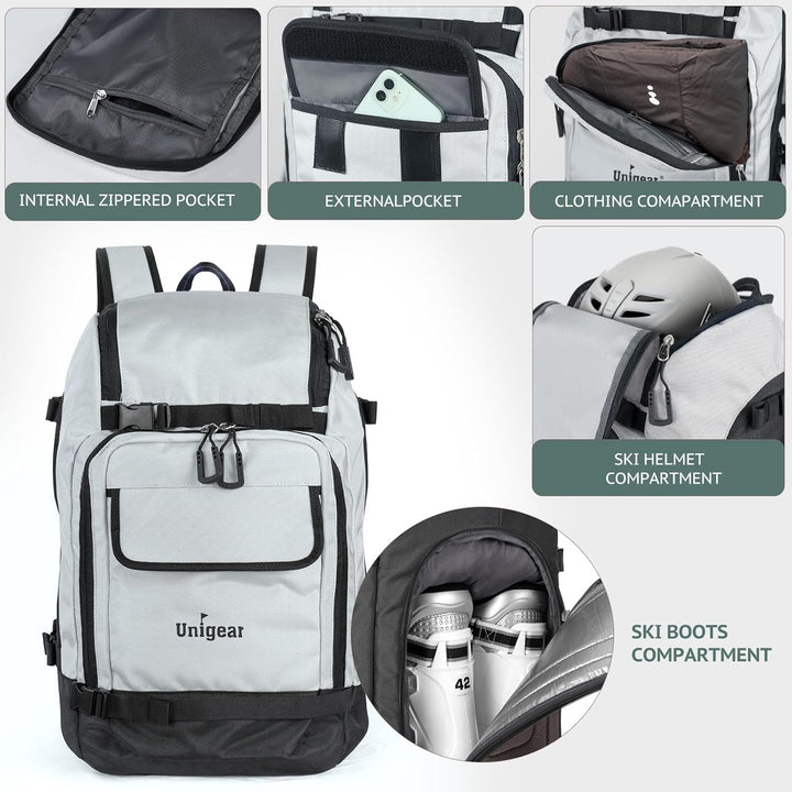 Unigear 50L/70L Skischuhrucksack Snowboardschuhe mit Helmtasche Wintersport Skifahren Skating Rucksa