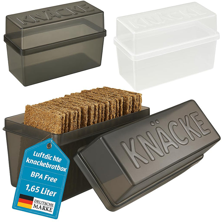 Knäckebrotdose Knäckebrot Box mit Deckel - Brotbox - luftdicht - Aufbewahrungsbox - Transparent/weis